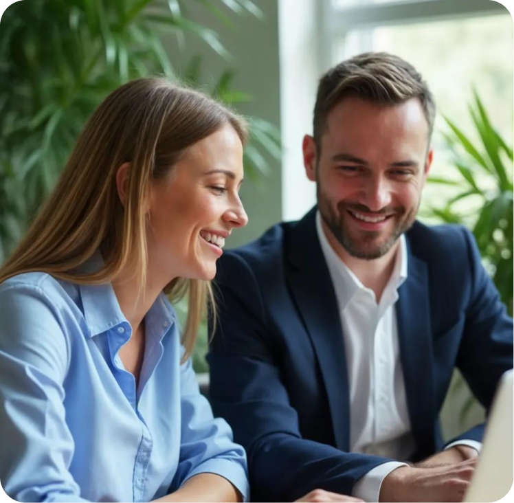 Team reviewing results on a screen