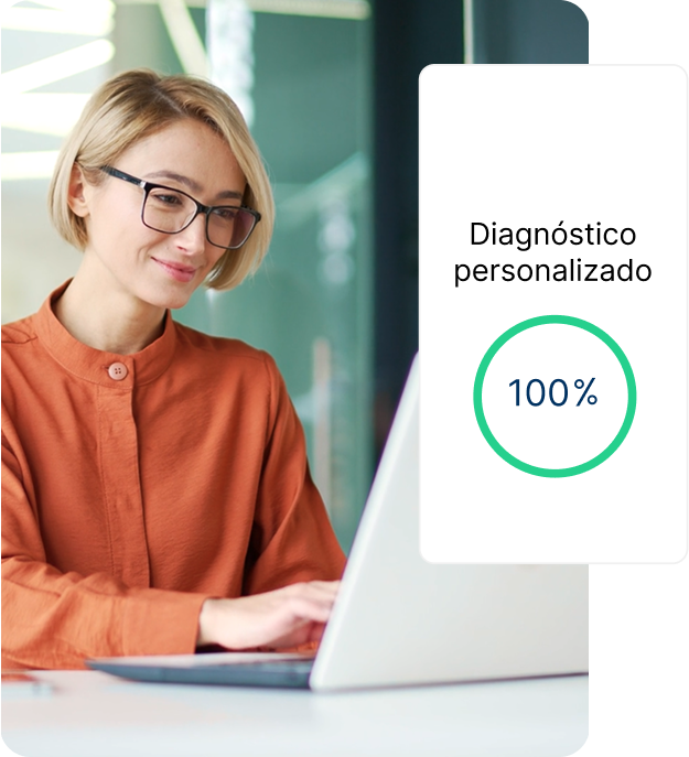 Professional reviewing information on a laptop